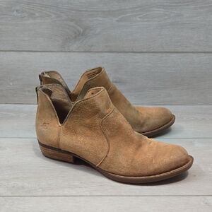 Born Women's Cut Out Side Suede Ankle Boots Moto Shoes Sz 8M